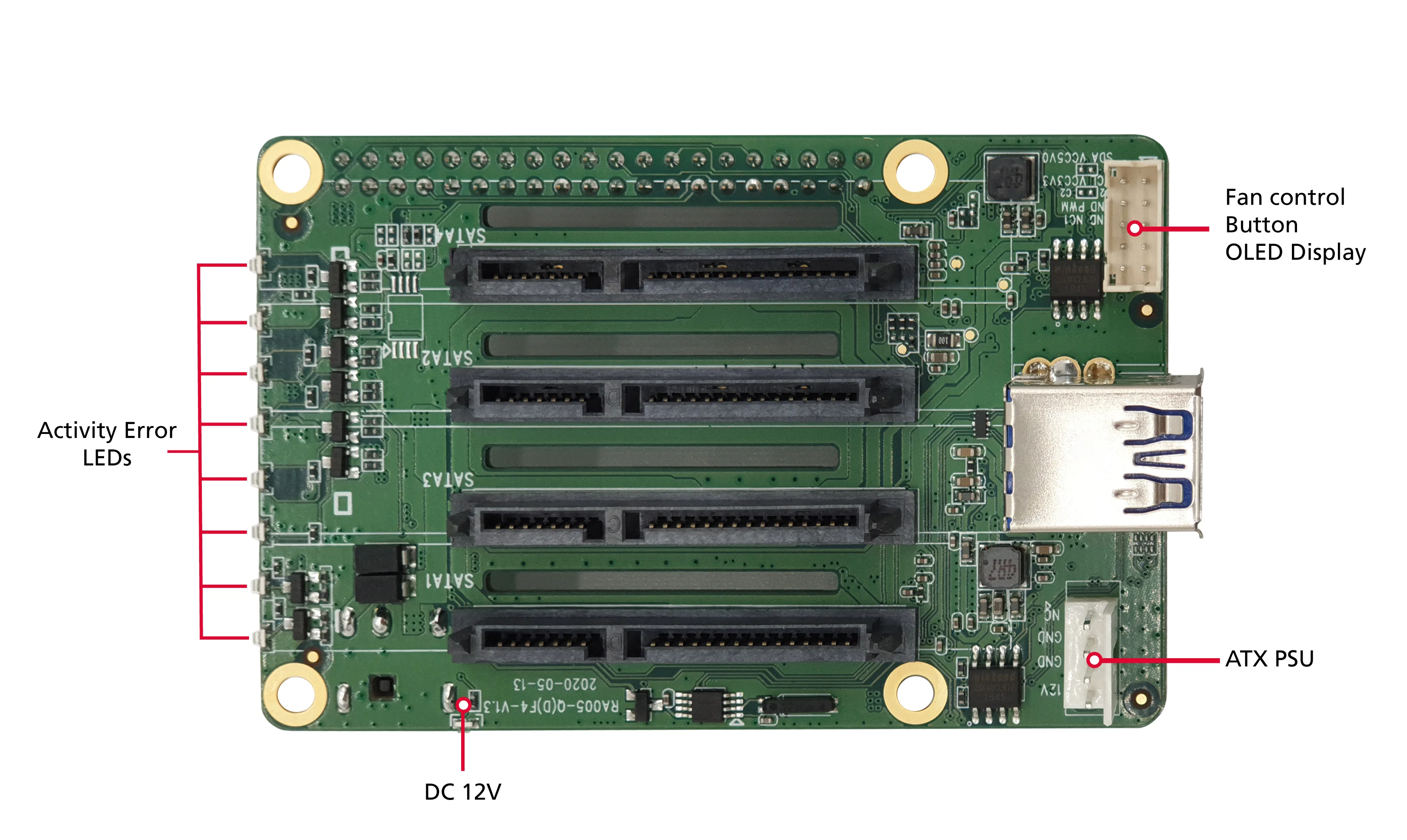 Dual/Quad SATA HAT for Raspberry PI 4 or Raspberry Pi 3/3B+ - Image 3